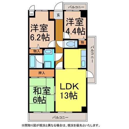 スカール喜多川　Ａ棟の物件間取画像